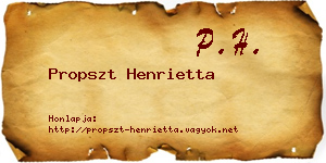 Propszt Henrietta névjegykártya